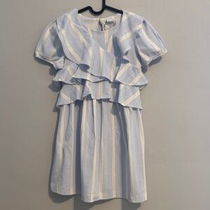 Zara Kids Blue and White Ruffled Dress